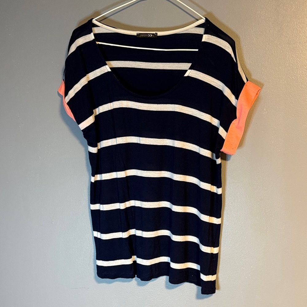 Papermoon Navy and White Striped Short Sleeve Tee